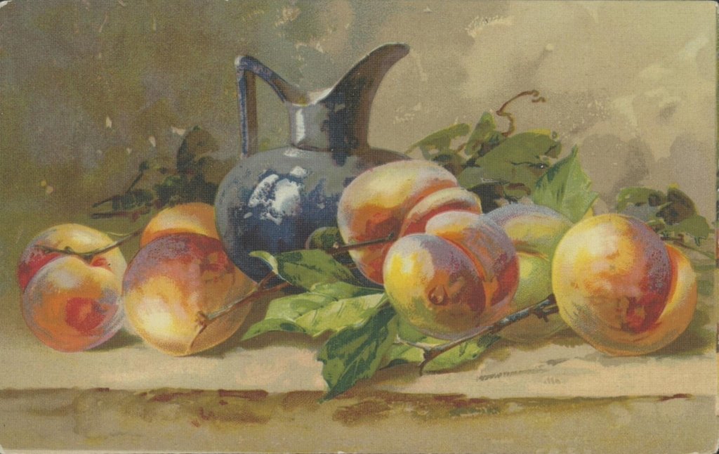 Катарина Кляйн. Натюрморт с кувшином и персиками.
